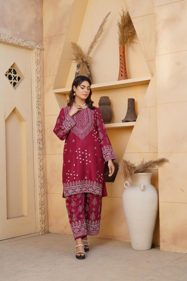 Stylish Women's Stitched Linen Block Printed Shirt and Trouser