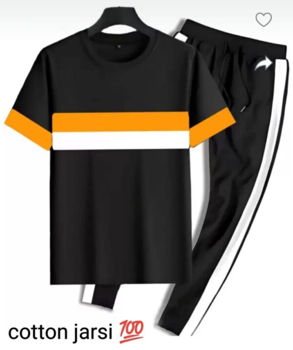 Men's Cotton jersey track suit - 2 Pcs in Black
