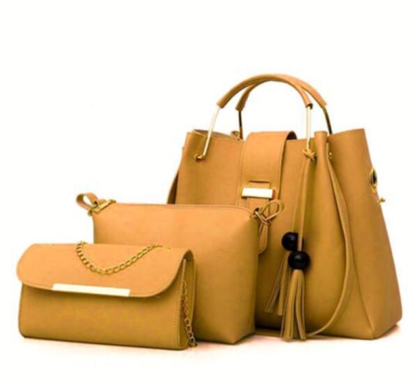 3 Pcs Women's Leather Plain HandBag